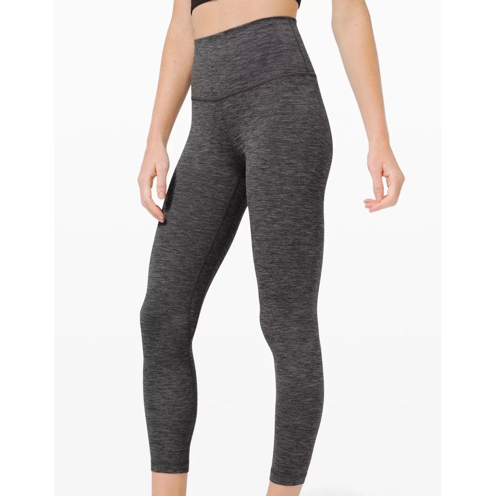 Lululemon Align High Rise Leggings Black Grey Heathered Activewear Pants Sz 0